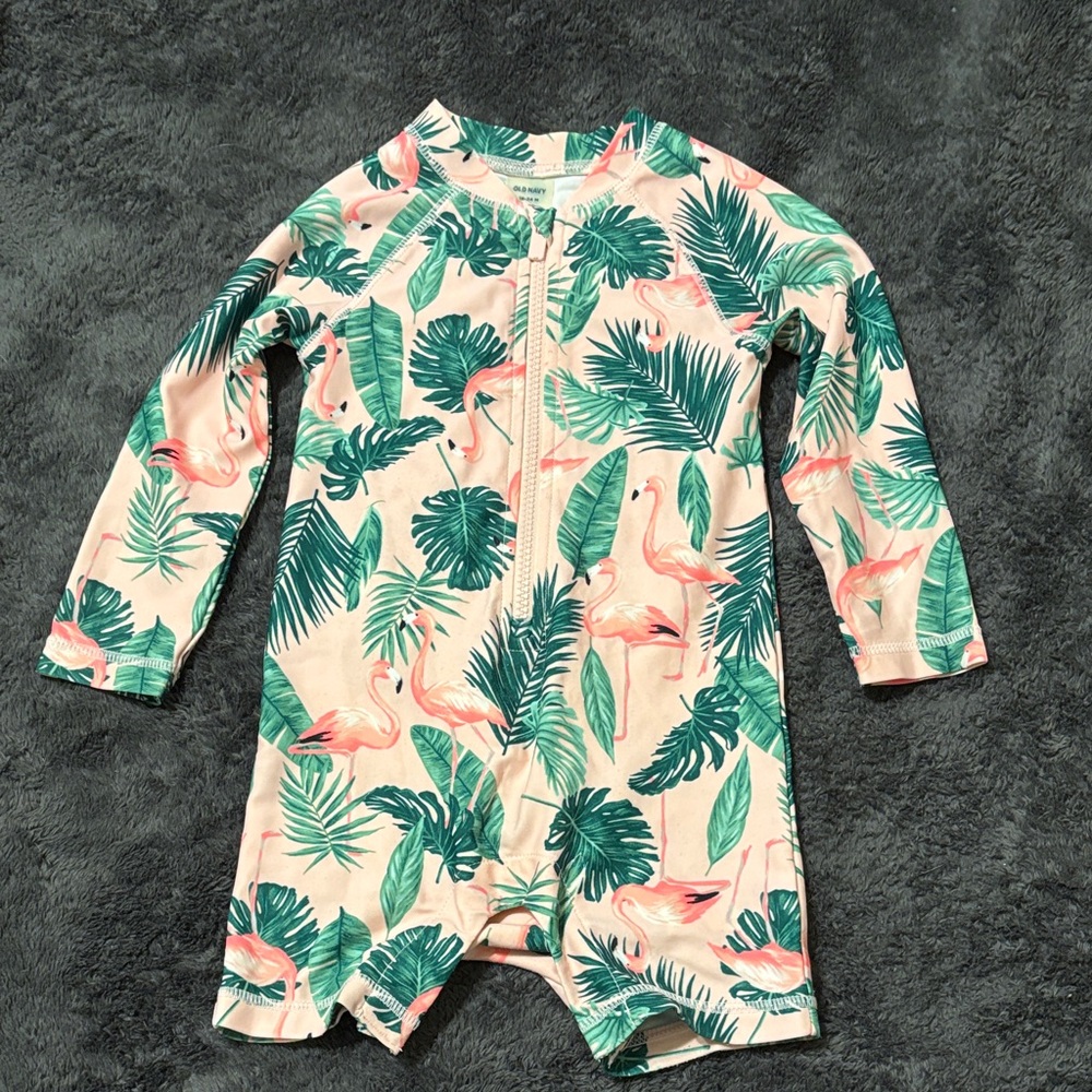Tropical Flamingo old Navy Swim Romper 18-24months